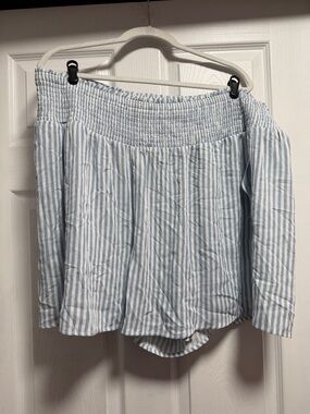 torrid Light Blue & White Striped Pull-On Shorts